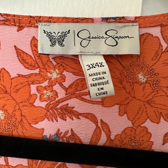 Jessica Simpson Floral Kimono Duster in Pink and Orange size 3x/4x - Picture 2 of 6